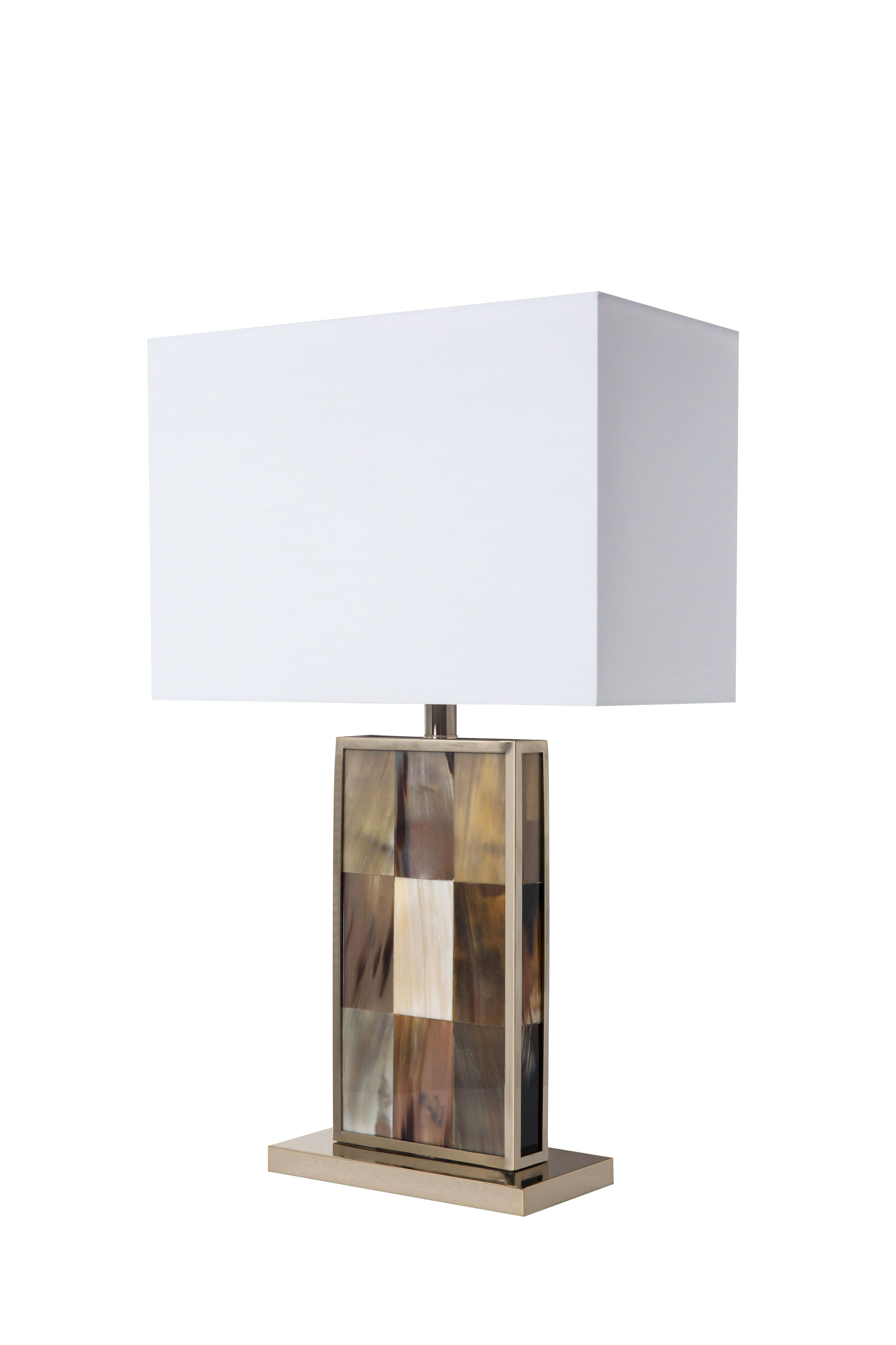 Polished natural horm table lamp