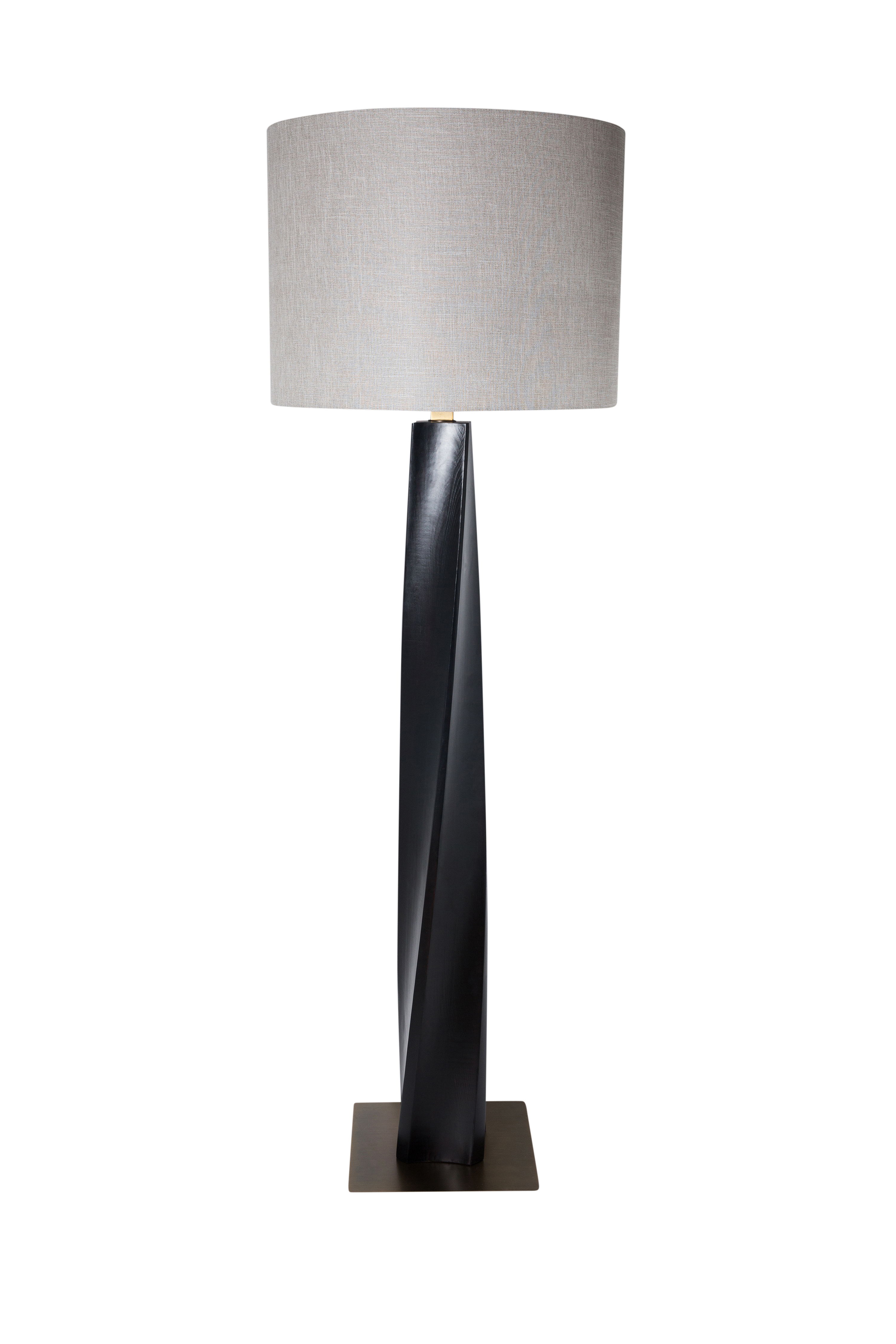Twisted wood floor lamp
